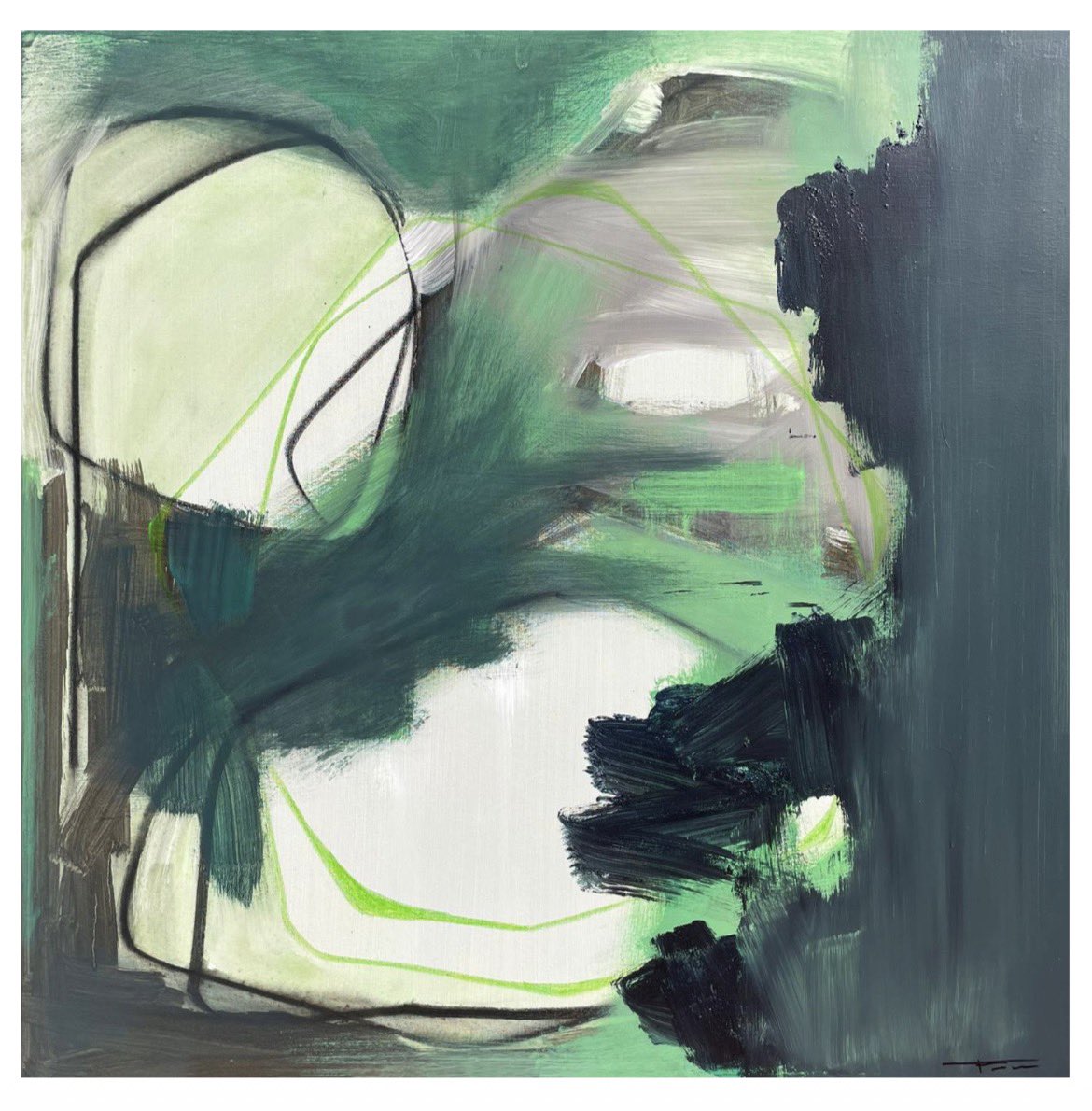 ◾️ Cloroplastos I ◾️ Serie POLINOS ◾️ Acrílico y pastel sobre lienzo ◾️ 90 x 90 cm◾️ FMM ◾️ fernandominarro.com ◾️