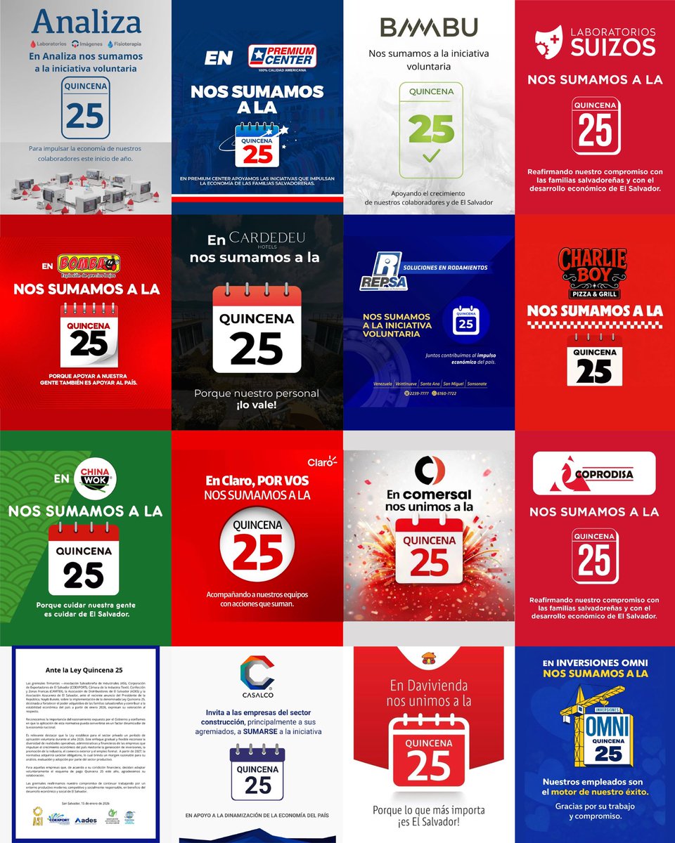 nayibbukele's tweet image. Gracias a las miles de empresas que se han sumado voluntariamente a la Quincena 25.

Juntos, entre gobierno, empresa privada y trabajadores, vamos a sacar adelante a nuestro país.