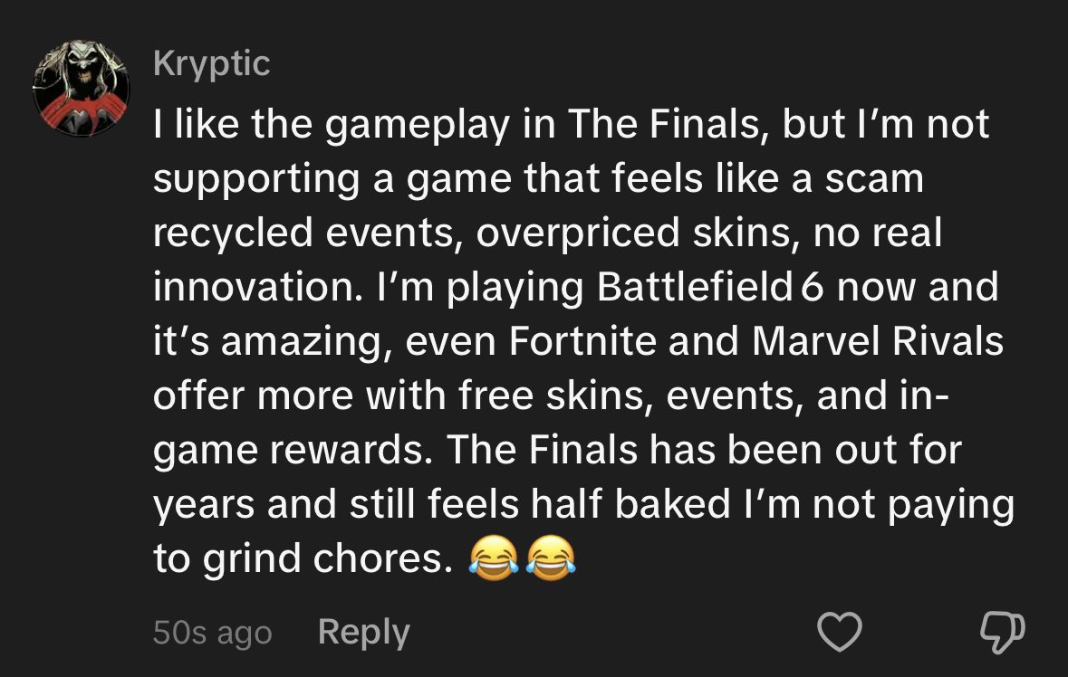 Average braindead tiktok comment #TheFinals