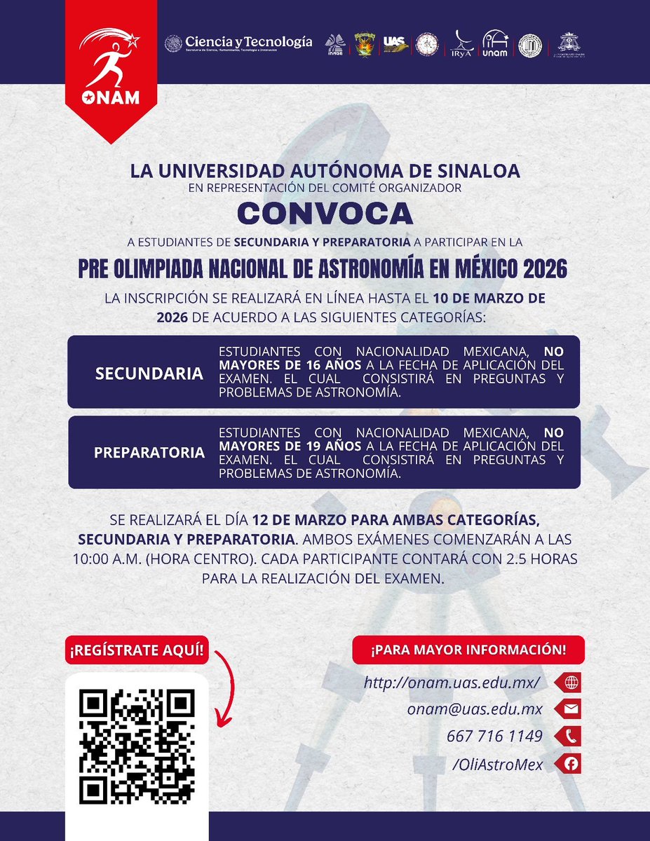 NocheEstrellas's tweet photo. Los invitamos a participar en la #PreOlimpiadadeAstronomía todos los detalles en la convocatoria. 

#NdE2026 https://t.co/vxN9O2N4Fi