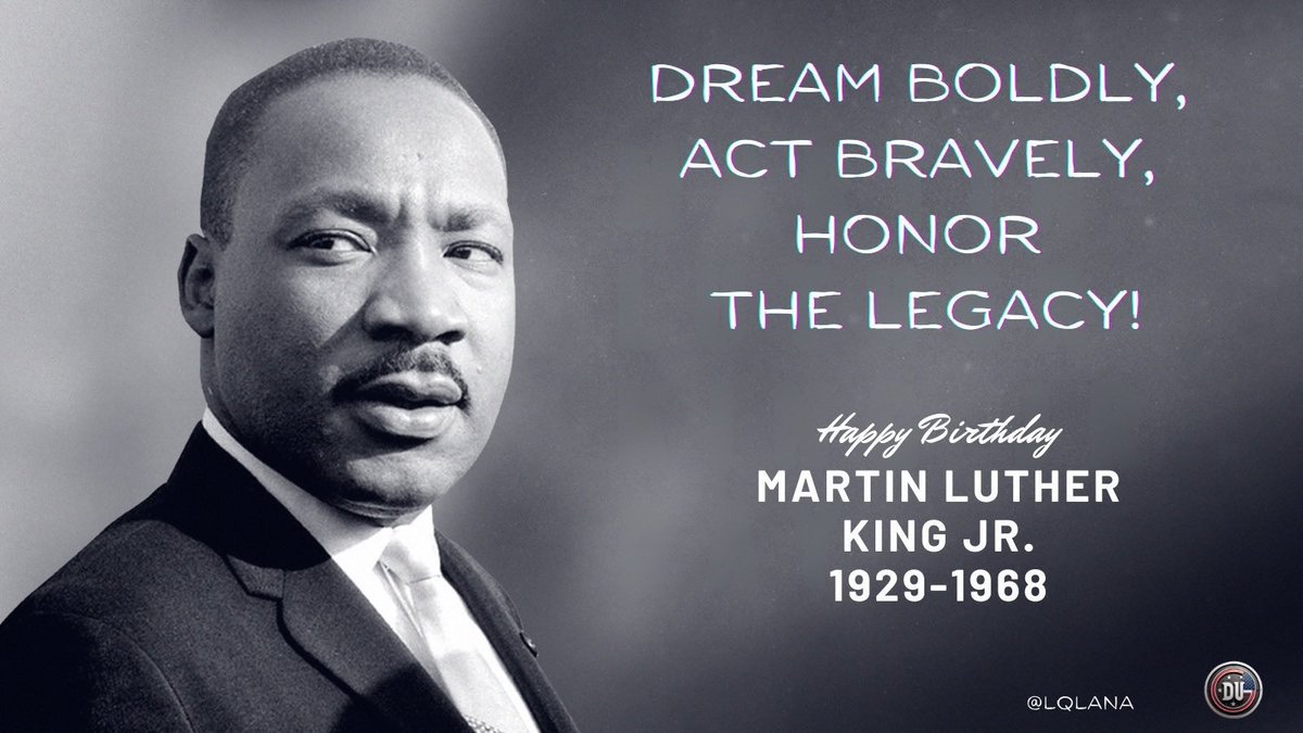 DUnitedGraphics's tweet photo. Today we celebrate the birthday of Martin Luther King, Jr.
He is was a great man, a civil rights leader who worked & inspired others to work for civil rights, racial equality, voting rights, nonviolent resistance, economic justice, and fair housing.
#MLKBirthday
#DemsUnited https://t.co/qSTxZ03ApZ