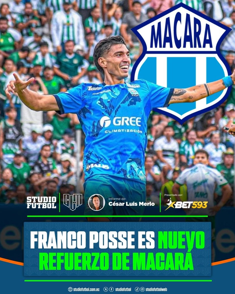 Franco Posse es nuevo refuerzo de Macará para la temporada 2026 buff.ly/gp13cwt 

Presentada por <a href="/bet593/">Bet593oficial</a> | Informa <a href="/CLMerlo/">César Luis Merlo</a> 

#Bet593 #GanoConBet593 #Bet593EsDeEcuatorianos