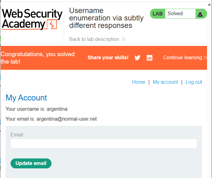 StellaObatoye's tweet photo. Day 15
Happy Thursday!

Completed a lab on @PortSwigger  .
Lab: Username enumeration via subtly different responses

Also started a tutorial video on Creating API Gateways. https://t.co/KOeOPa2wYt