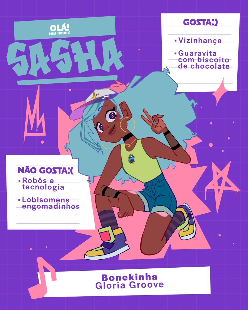 leoceszar's tweet image. com vocês, o BONDE DA SASHA ⭐

CURIOSIDADE: Na minha monografia do TCC de Favela Magica, quando falei sobre design de personagens eu referenciei o artista @caiomartinsart . E agora, dentro do Combo Studio,  chamamos o próprio Caio para fazer o design novo dos personagens!