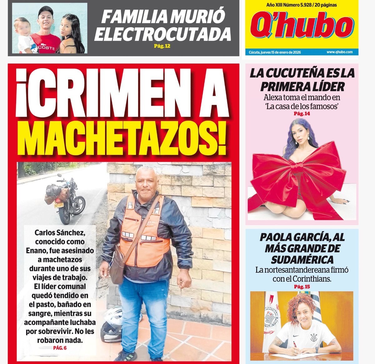 Les compartimos nuestra edición de hoy 15 de enero de 2026. Somos el diario popular de Cúcuta, el de las mejores historias.