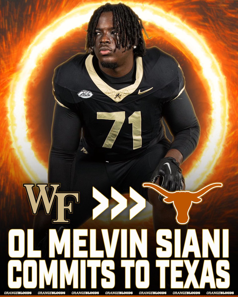 orangebloods_'s tweet image. BREAKING: Former Wake Forest OT Melvin Siani has Committed to Texas!

Siani is the #4 OT in the transfer portal via. ON3

orangebloods.com/2026/01/15/tex…