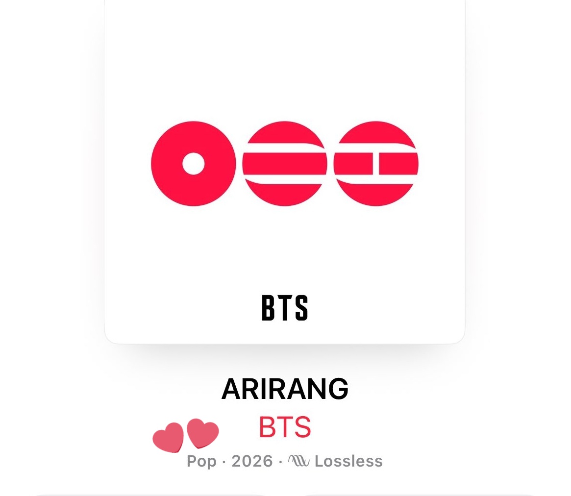 데뷔 후 처음으로 이번 5집 #BTS_ARIRANG 앨범이 애플 뮤직에서 공식적으로 케이팝 자르가 아닌!!!!

"팝" 장르에 포함됐어요!

 이제 모든 곡이 애플 뮤직 "팝" 차트로 곧바로 데뷔하게 됩니다.🥹😭👏🫶💜