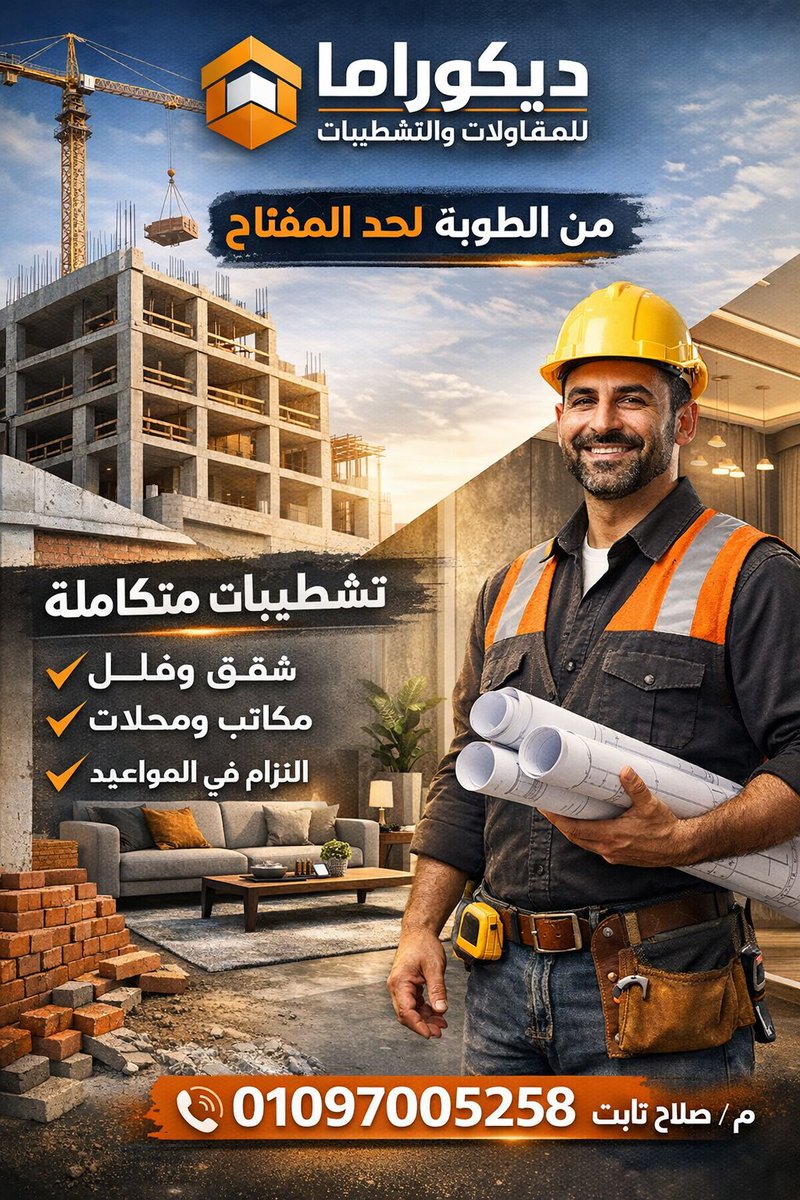 Decorama2022's tweet photo. ديكوراما Decorama 
مقاولات تشطيبات داخلى وخارجى
نرحب باى تعاون فى احد اعمالكم
او تواصل احد العملاء
موجود سابقة اعمال قويه
موجود فريق تنفيذ متكامل سكنى.مولات.ادارى.صناعى
ويشرفنا التعاون مع حضراتكم لتنفيذ مسكن العمر
صلاح ثابت01097005258
#سكن
#بيت_العمر
#تشطيبات
#مقاولات
#افضل_اسعار https://t.co/kyLF7WbfFa