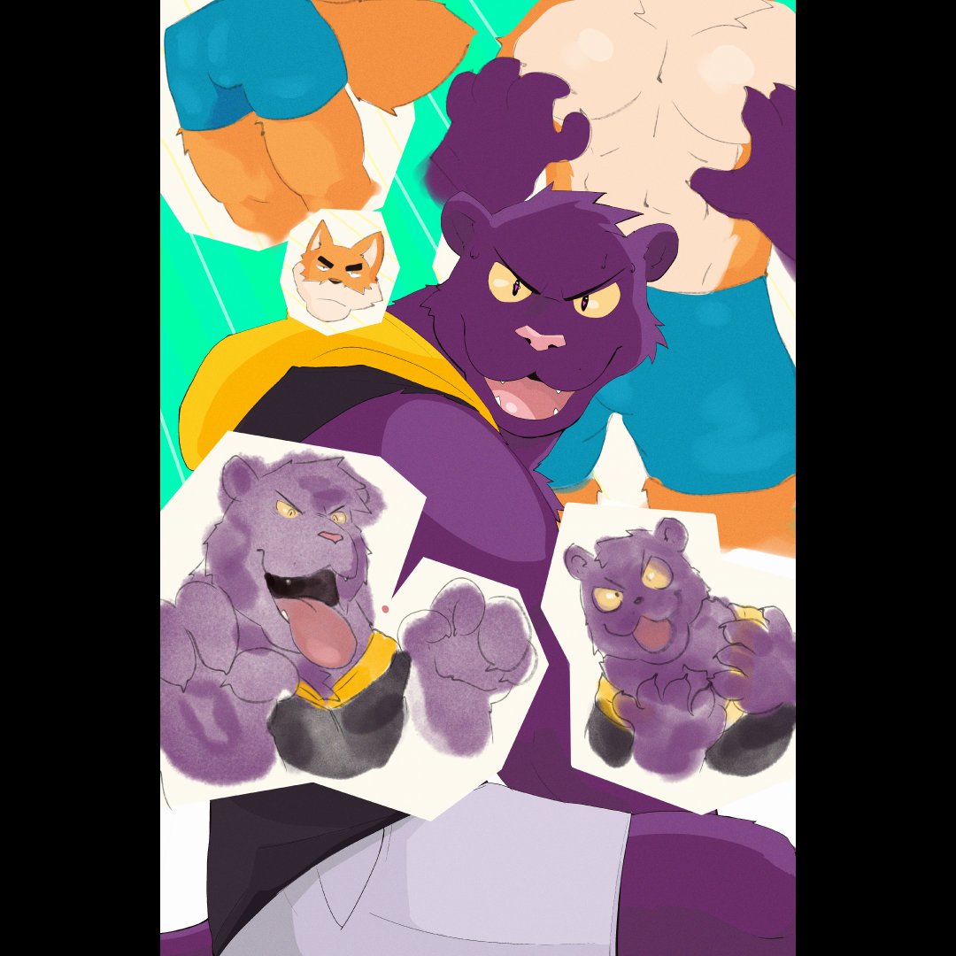 FokzFox's tweet photo. Gym bros. Otake and Ray are characters from @arashi_takemoto 
You can see the full animation here 🐶😼

https://t.co/00lh0XJZyl
#furrybara #musclefurry #nsfw #nsfwanimation https://t.co/jBIrHbSGz7