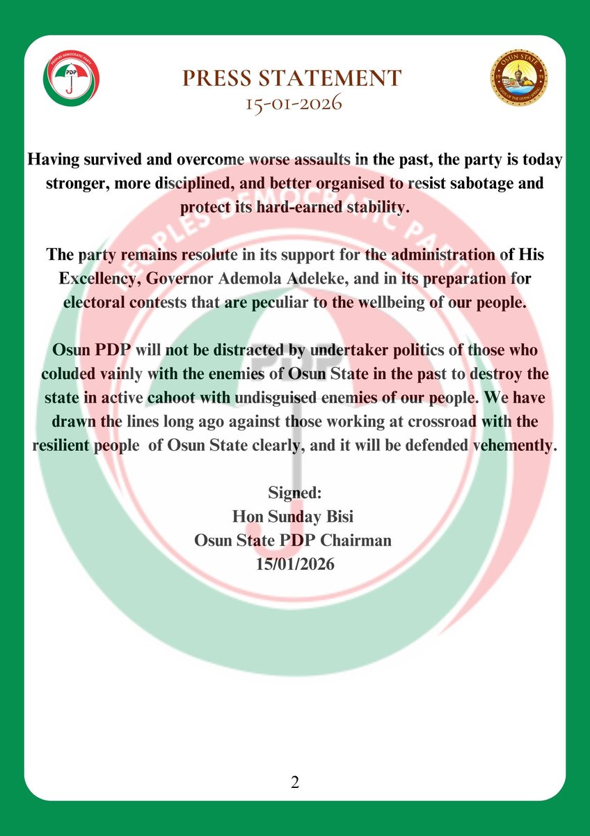 People's Democratic Party, Osun State tweet media