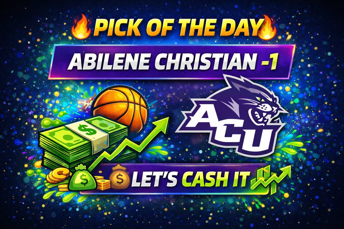 EdgeLinePicks's tweet photo. 🔥PICK OF THE DAY🔥
Abilene Christian -1 🏀
Let’s cash it 💰📈 https://t.co/81lrQr1gey