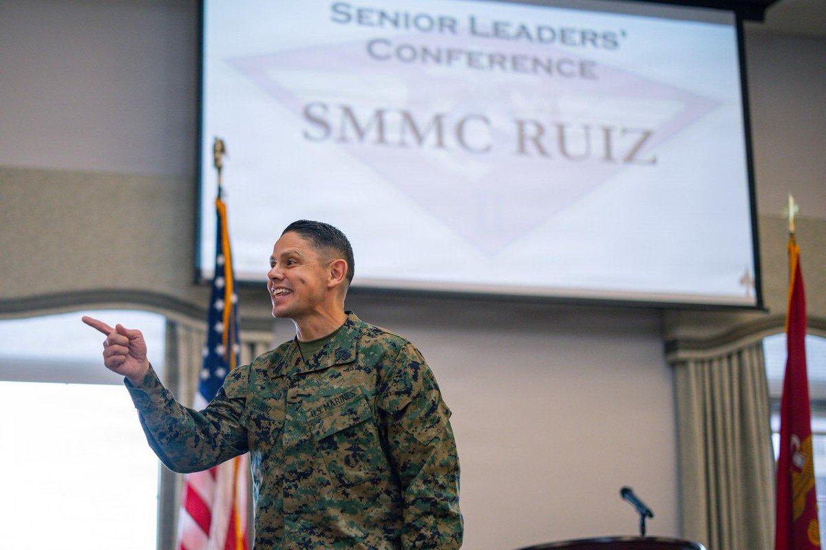 USMCSgtMaj's tweet image. Yesterday I participated in @2nd_MAW’s 2026 Senior Leaders’ Conference. Great opportunity to speak with 2nd MAW staff about how teaching #Marines where #standards come from helps them understand what “right” looks like, and more importantly, why it matters. #USMC #Leadership