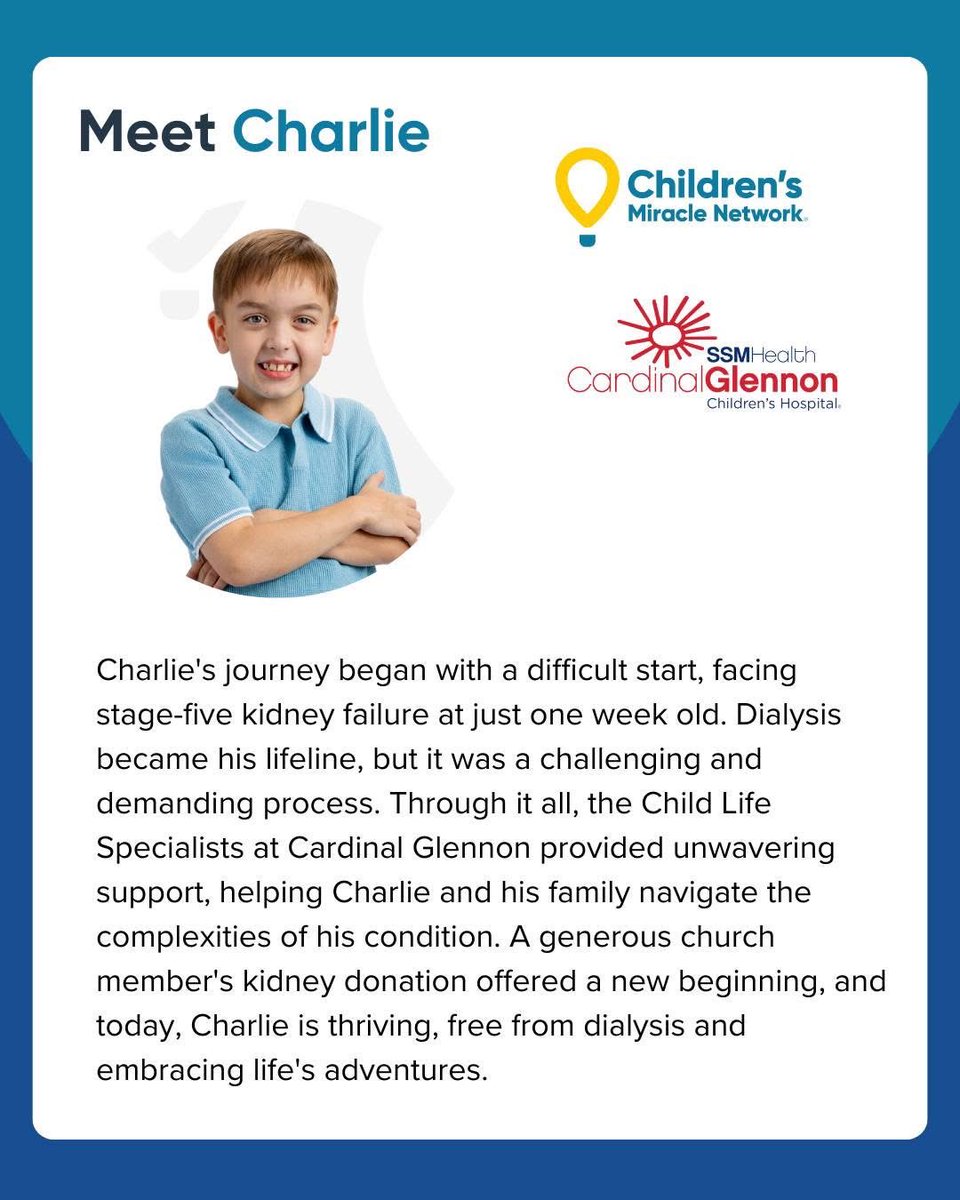 CMNstl's tweet photo. BIG NEWS! 🎉

Charlie, our local Champion from @cardinalglennon, has been named a 2026 @CMN_HQ National Champion!

Help us congratulate him as he shares his story to inspire hope for kids across the country. https://t.co/g0KMdzxC0x