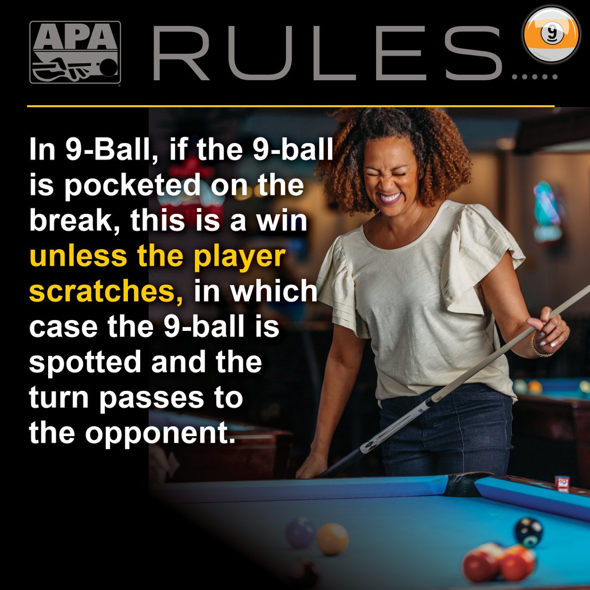 poolplayers's tweet image. APA Rules 101 ✅ 🎱 #aparules #apapool #poolrules #billiards #poolplayer 

Rule 🔗 rules.poolplayers.com/game-rules/aft…