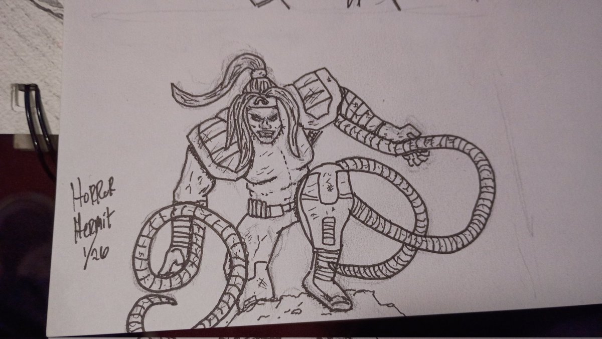 HorrorHermit's tweet image. Another thank you note sketch. Here's Omega Red from the X-Men series. 
#horrorhermit #hauntedbutthole #omegared #inkonlead