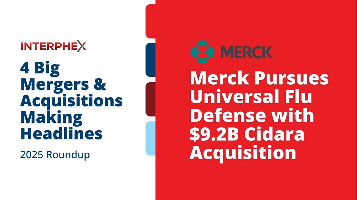 INTERPHEX's tweet image. Big deals with big implications. 

Last year delivered major moves that are reshaping the #pharmaceutical landscape.

Dive into four standout mergers – and what they signal for the industry as we progress in 2026.

Read the full breakdown via @Xtalks: bit.ly/3L6f4N9