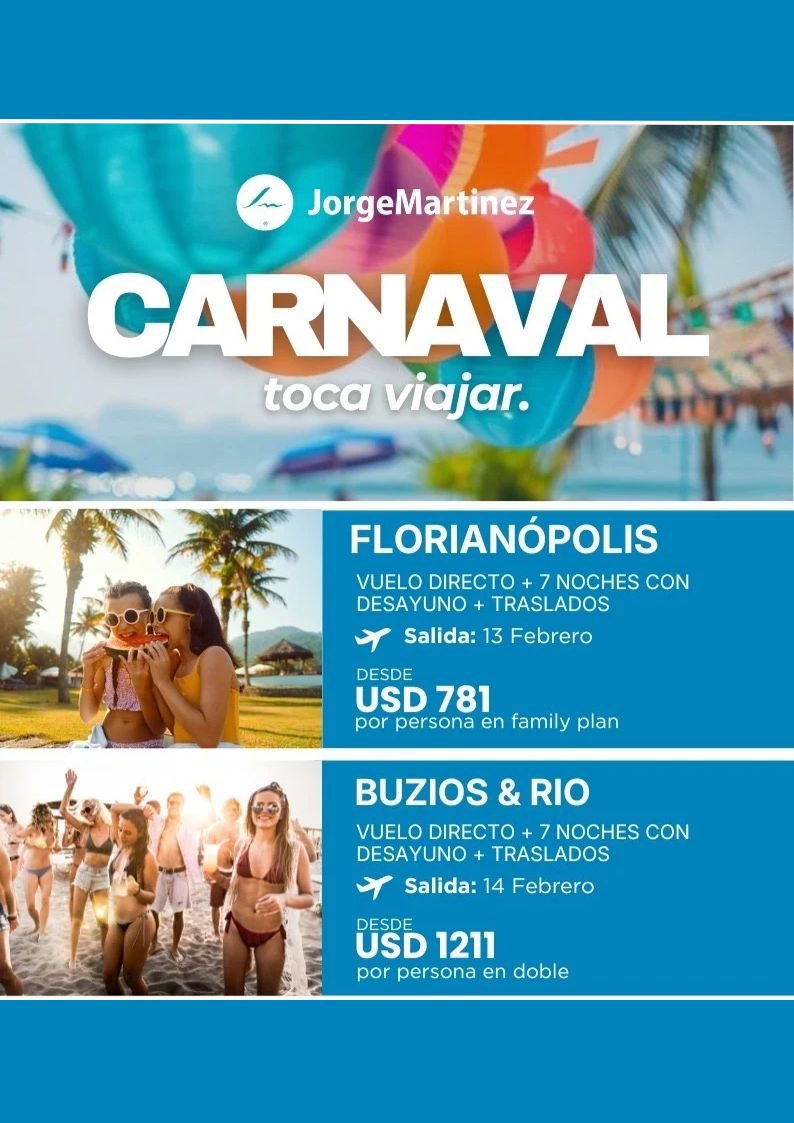 Carnaval en Brasil 🇧🇷🍉🍍

Río, Florianópolis, Salvador y más.
El verano continúa ☀️

👉 Descúbrelo aquí:  tinyurl.com/bdfnamdz