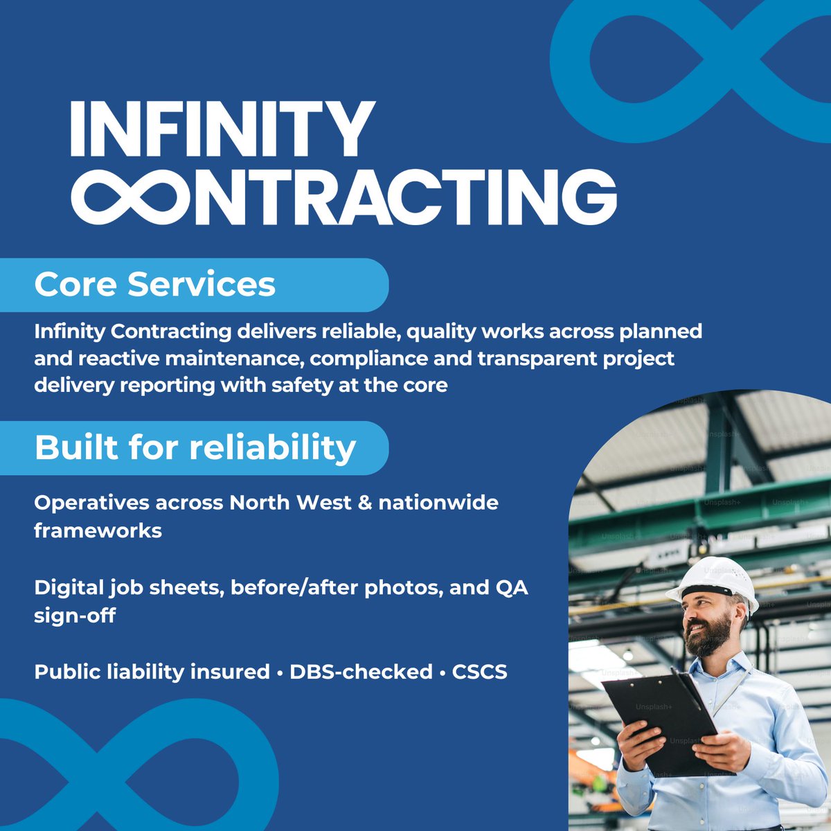 infcontracting's tweet photo. Infinity Contracting is a North West based construction company supporting housing, commercial, and public estates. ?
Contact us:
number: 0151 245 4871
email: info@infinitycontracting.co.uk
website: https://t.co/YxW1lumwMs
linktree: https://t.co/wdUsnWGqjp https://t.co/yPkMNEWUvx