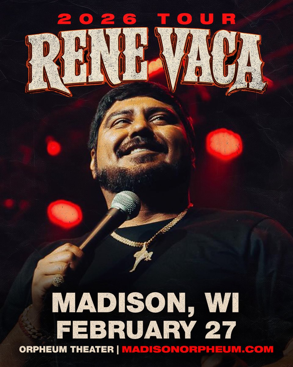 JUST ANNOUNCED ✦ Rene Vaca
📅 Friday, February 27, 2026
📍 Orpheum Theater - Madison, WI
On Sale 1/16 at 11AM ✧ madisonorpheum.com