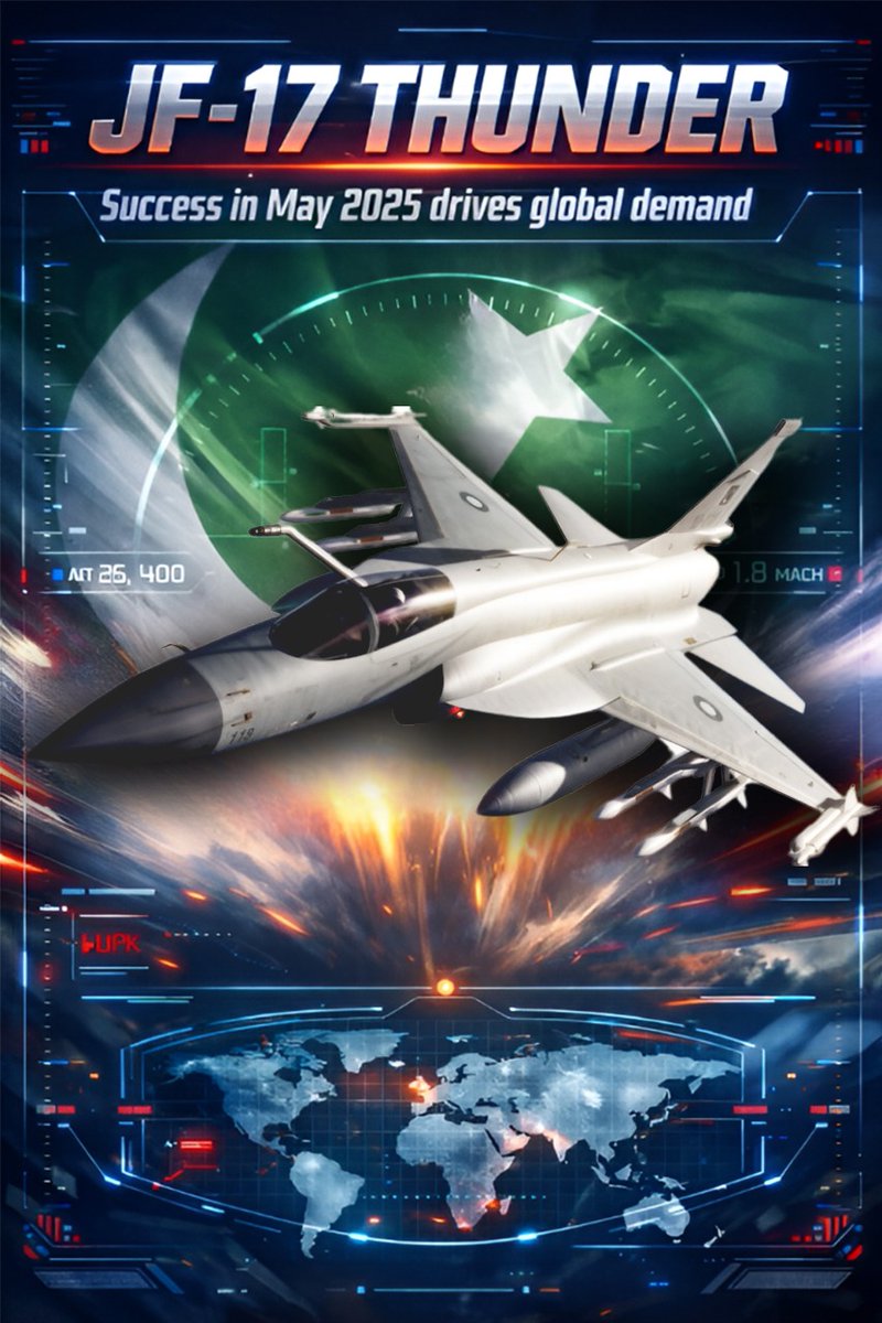 skyguardpak's tweet photo. Following its successful demonstration, the demand for JF-17 Thunder has surged worldwide, proving its cost-effectiveness and combat capability. #JF17Thunder #PAF #PAFchief https://t.co/WJRjayQfLg