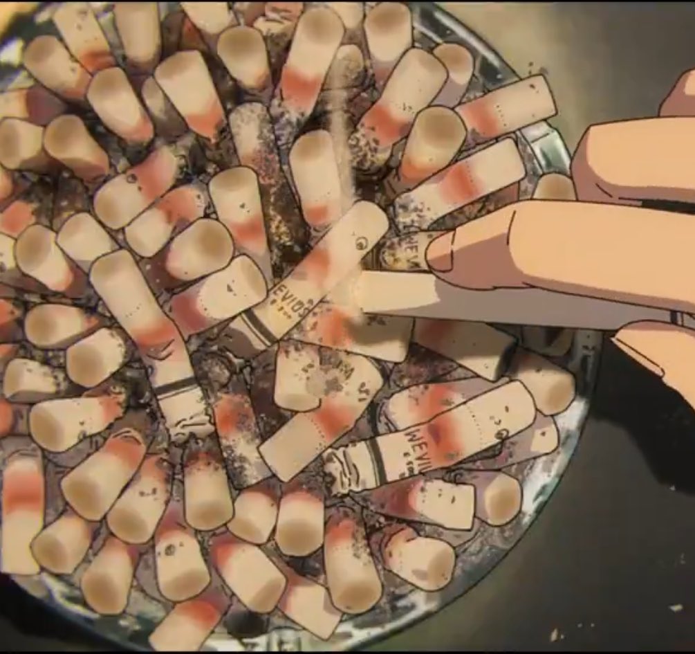 shokosim's tweet image. the amount of cigs she smoke since gojo got sealed 😭😭😭