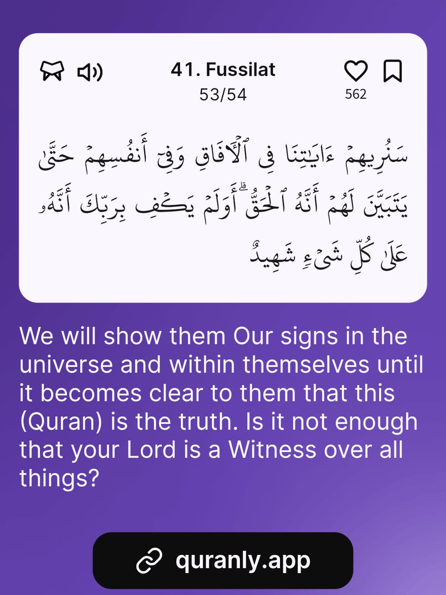 Lina_Ali3's tweet photo. -Al Qur’aan {41:53}

Download the Quranly App https://t.co/kfnHLfJngE