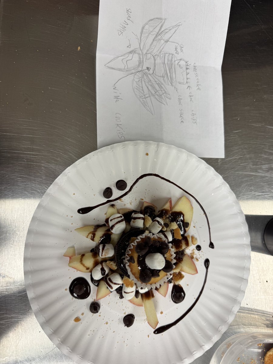 GMSCHEFS's tweet photo. Who said you can’t play with your food? Our GMSChefs are learning how to plate food! So proud of their creativity! @GMSVikings @mcpsEDUCATOR @Advoc8_Educ8 @RosanovaE @MCPS https://t.co/BebfI08qQs