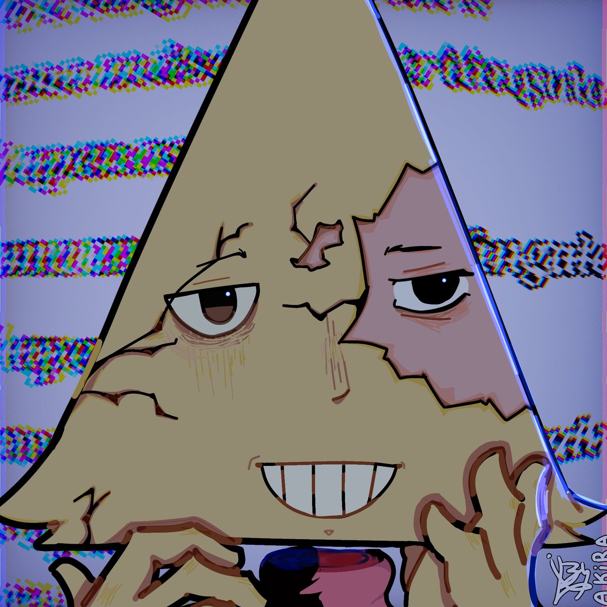 Isaart12s's tweet photo. "O triângulo é apenas uma máscara". Desenho que fiz para nosso querido @_Daishikawa, espero que goste!! ☺️ https://t.co/bw1NFcobpx
