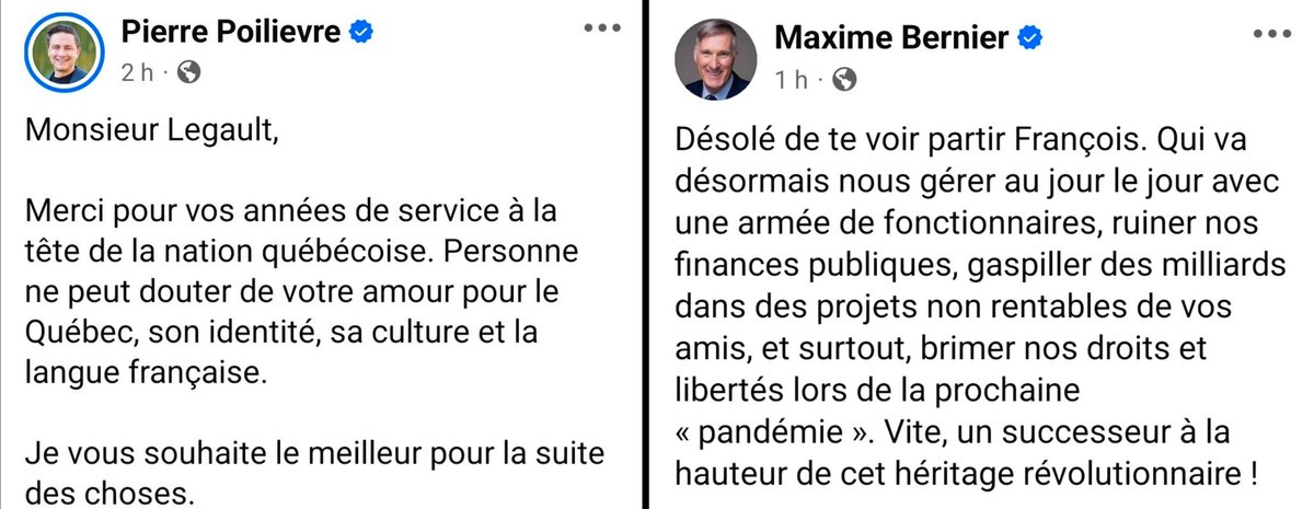 BobbyGuimond's tweet photo. Voici la différence entre @MaximeBernier et @PierrePoilievre.
Un se crisse du Québec et l’autre, non. Je vous laisse deviner lequel est lequel. https://t.co/2TXbCvMM8K