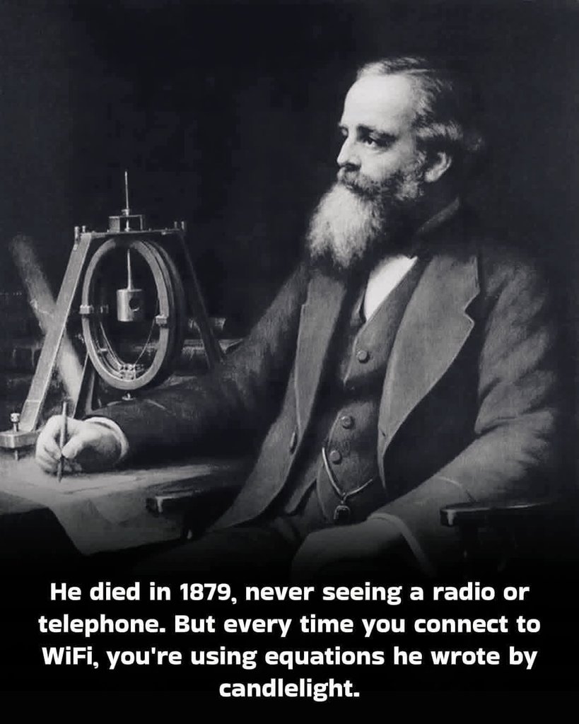 NightSkyNow's tweet image. 💥📡 He Predicted Wi-Fi in 1865 — When the World Still Used Wires

Scotland, 1865. The world was loud with steam engines, iron rails, and copper wires. Messages could only travel as fast as telegraph cables allowed. The idea of sending information through empty air sounded like…