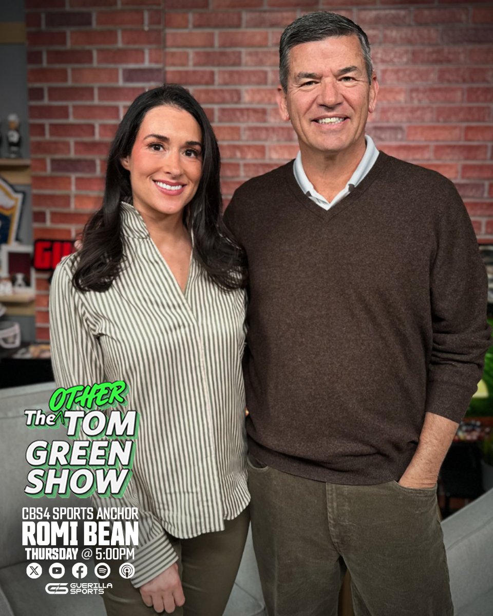 guerillasports's tweet photo. Streaming today at 5pm MT🎙️
@CBSNewsColorado sports anchor @Romi_Bean
With @TGreenDenver on 'The Other Tom Green Show' https://t.co/M7Z2cwwPhz