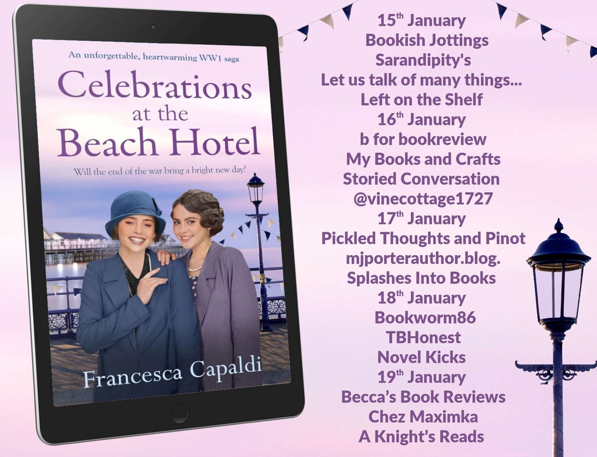 BookishJottings's tweet photo. @FCapaldiBurgess's #CelebrationsattheBeachHotel published by @HeraBooks is an enjoyable #Saga perfect for #HistoricalFiction fans. Read the @BookishJottings review here: https://t.co/HGSSmRqCUr @rararesources #HistoricalNovels #HistoricalRomance #BookReview #BlogTour https://t.co/uxwomSCSVk