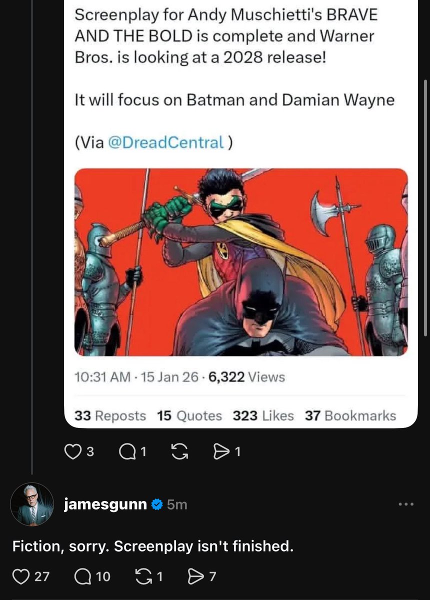 'BRAVE AND THE BOLD' script is not completed.