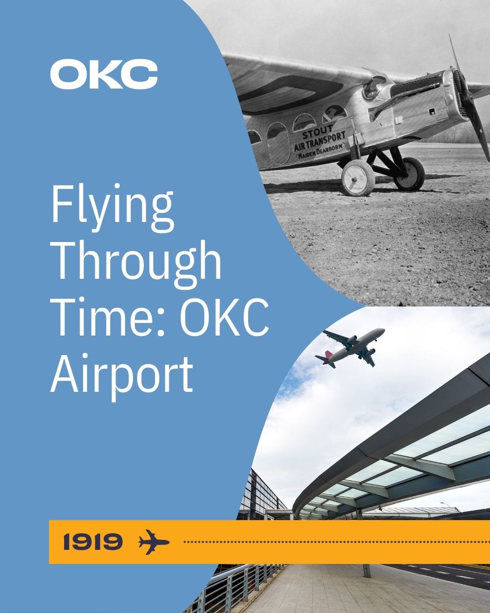 fly_okc's tweet photo. From humble beginnings in 1919 to today’s modern marvel, OKC Will Rogers International has connected Oklahoma to the world for over a century.

Swipe through decades of aviation history and share your favorite OKC Airport memory below!

#FlyOKC #AviationHistory #OKCMemories https://t.co/r08UmP14ax