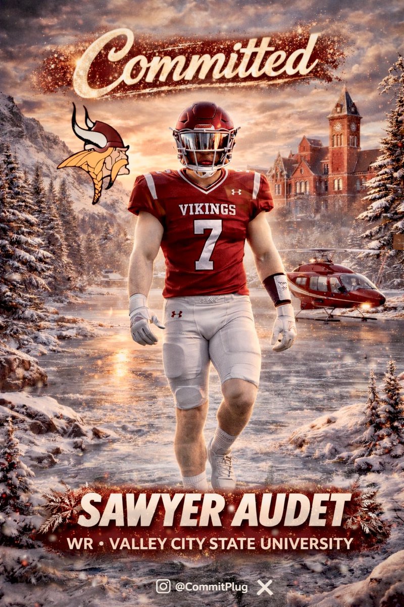 Happy to have made <a href="/Sawyer_Audet/">Sawyer Hope-Audet</a> his Official Commitment Graphic to <a href="/VCSU_Football/">VCSU Football</a> 
Go Vikings! 🔴⚪️