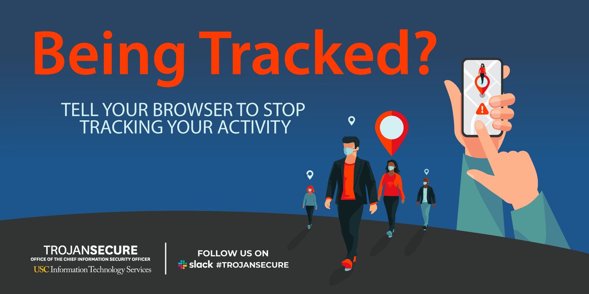 Being tracked online? 🕵️‍♂️
Enable "Do Not Track," use private browsing, clear cookies, and add tracker-blocking extensions to protect your privacy. Learn more tips on social media safety at TrojanSecure.usc.edu.