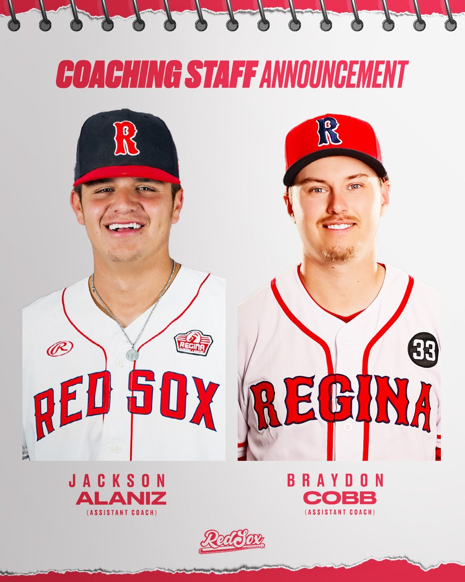 ReginaRedSox's tweet photo. We’re excited to welcome back Red Sox legend Mitch MacDonald as well as Braydon Cobb, and Team Trainer Todd Stewart!

In addition, we’re pleased to bring in Red Sox alumni Zane Pollon and Jackson Alaniz for the 2026 season!

DETAILS: https://t.co/ASIGEIMDkv https://t.co/4KfcPtEs6p