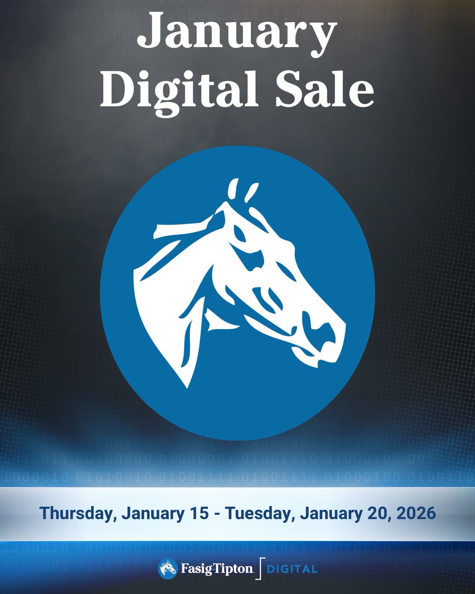 🌐 Fasig-Tipton has catalogued 248 entries for its January Digital Sale on #FasigDigital. Bidding is now open and will close Tuesday, January 20, beginning at 2 PM ET.

Learn more ➡️ fasigtipton.co/4jF0glo
View catalogue ➡️ fasigtipton.co/FTDJAN2026