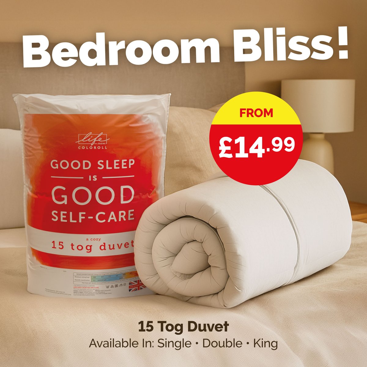 Poundstretcher1's tweet image. Toasty nights start here with our range of 15 tog duvets 🫠

#duvetday #15tog #poundstretcher