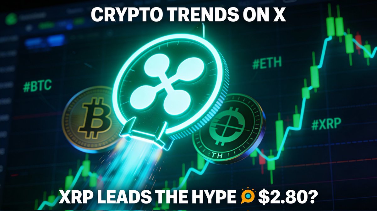 bitcoin_sky_80's tweet photo. 🔥 Crypto dominates the trend charts on X!
The Head of Product revealed the most popular hashtags from Dec 2025 to Jan 14, 2026 — and guess who’s leading? 💥
#BTC, #XRP, and #ETH made the top list, with XRP being mentioned even more often than ETH! 👀
#RippleArmy, still here? 😏
On-chain and technical data hint at a bullish breakout, with analysts targeting $2.80 by month’s end! 🚀
#Crypto #Bitcoin #Ethereum #XRPCommunity #BullRun2026 #Altseason