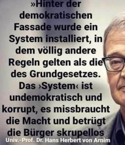 MathiasMarkert's tweet image. Ich wollte das ja laaange weder glauben noch verstehen.
Es ist aber so. Nach meinen Feststellungen auch nicht mehr zu leugnen. Es ist so! Da hat der Prof. Dr. Hans Herbert von Arnim mit JEDEM Wort VÖLLIG Recht!
Oder?