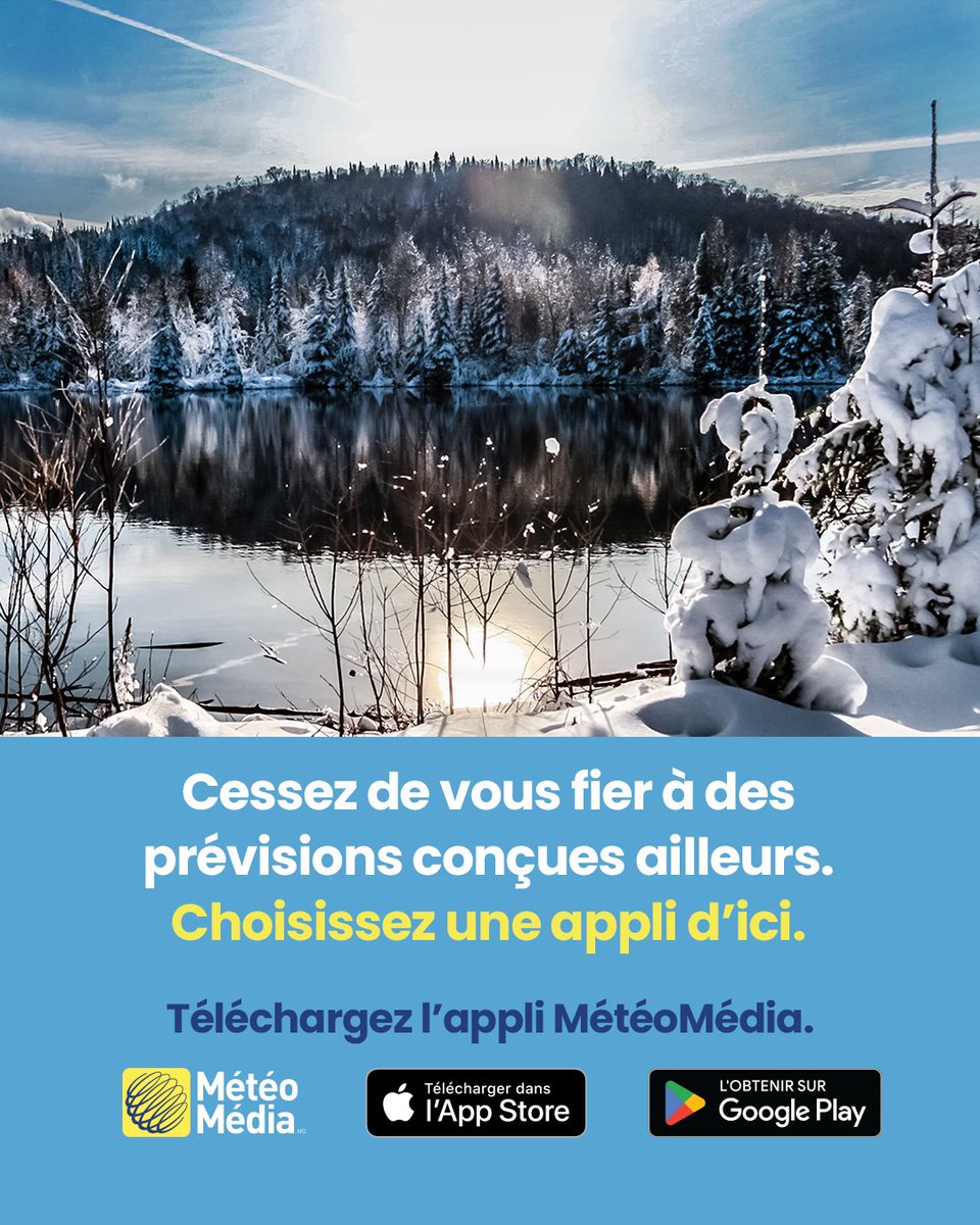 meteomedia's tweet image. Cet hiver, choisissez l’appli qui connaît vraiment votre réalité. Des prévisions locales conçues ici par des gens d'ici. 🍁🤝

📲 Téléchargez-la dès maintenant: ow.ly/1QUq50XWkYp

#Appli #AppliMeteo #MarqueCanadienne