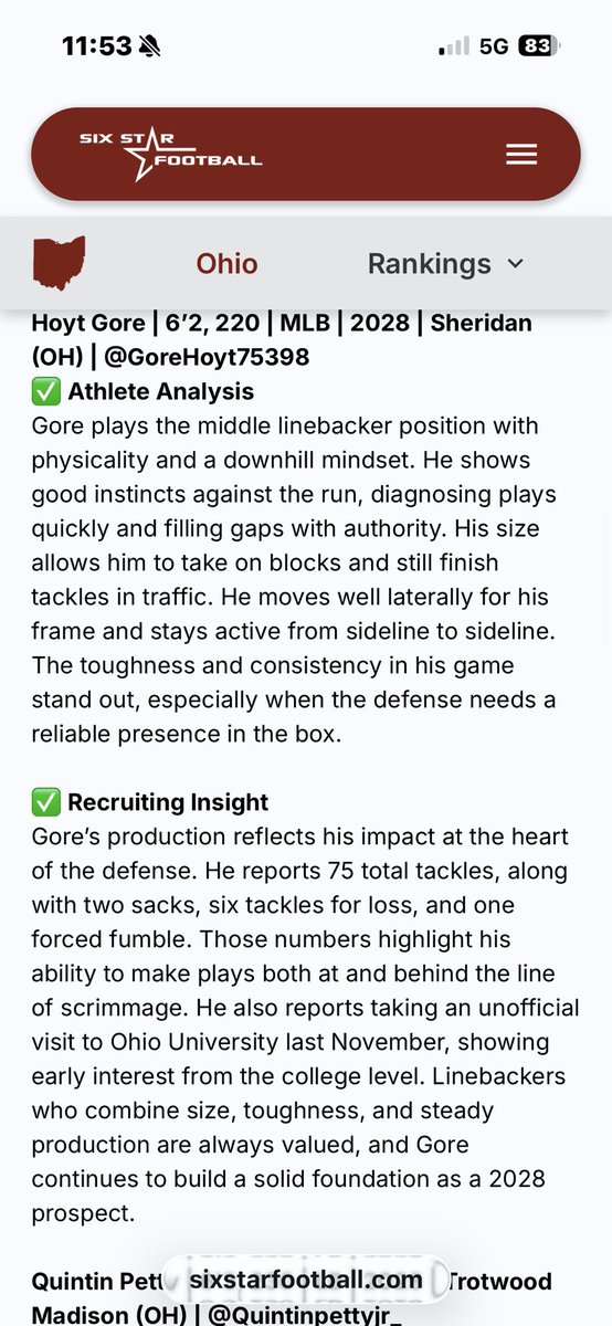 GoreHoyt75398's tweet image. Thank you @sixstarfootball for the write up in the class of ‘28 defensive prospects!
@no_paculver 
@RMA_RedRageFB 
@RMA_Strength 
@CCulverRMA