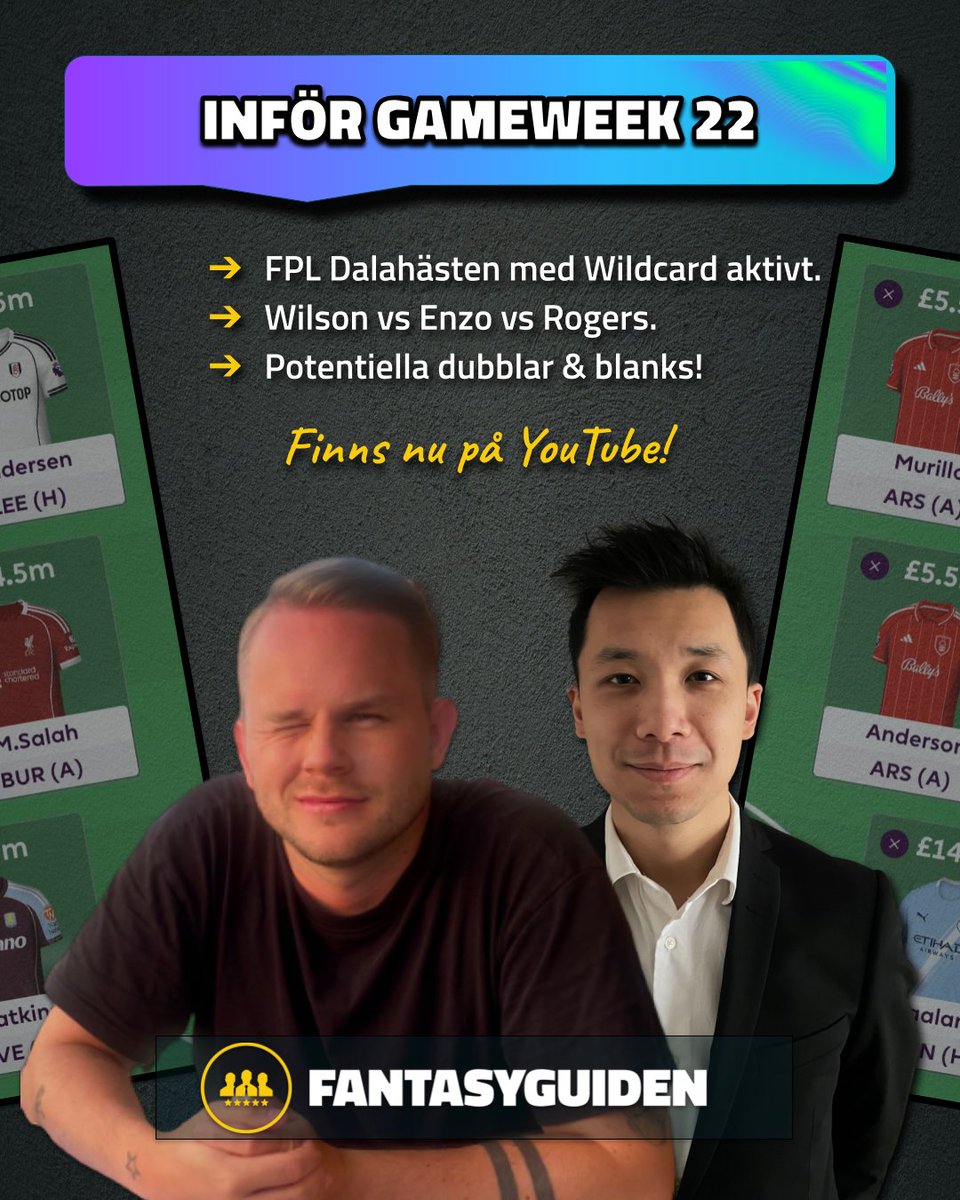 FG_FPL's tweet photo. 🎥 Ny FPL‑video ute! 
Vi gästas av @FPLDalahast1 när vi pratar upp GW22 💥
👉 https://t.co/2HKyQtRtQN
🎧 Finns även som podd. https://t.co/BIUSQEy4Gk