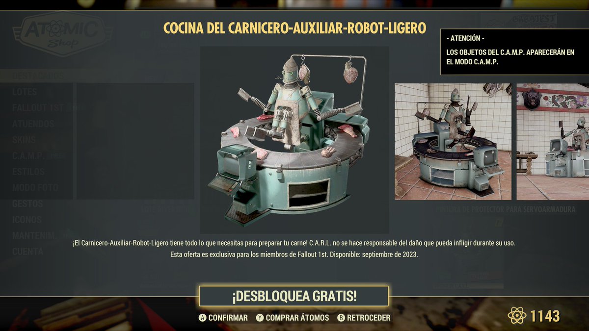 Ran_charleston's tweet photo. Tienda atómica del 15/01/26
Yermenses llega la tienda de los jueves con un artículo gratis para los miembros del 1st
#Fallout76 #Fallout #fallout76latam #fallout76mexico #fallout76comunidad #fallout76memes #Bethesda
#PrimeVideo
#falloutonprime #burningsprings https://t.co/CYjXtMQwDF