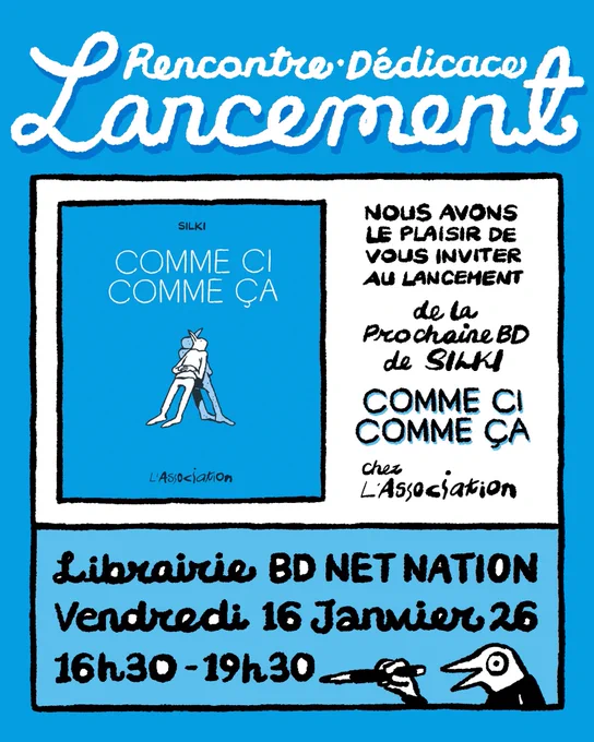 💙Comme ci Comme ça💙
#하하하이고 #불어판 #꼼씨꼼싸
2026년 1월 16일 출간! 파리 BD NetNation 서점에서 출간기념 사인회를 합니다💙

📍 Lieu : Librairie BDNet Nation
📅 Date : Vendredi 16 janvier
🕓 Horaire : de 16h30 à 19h30 