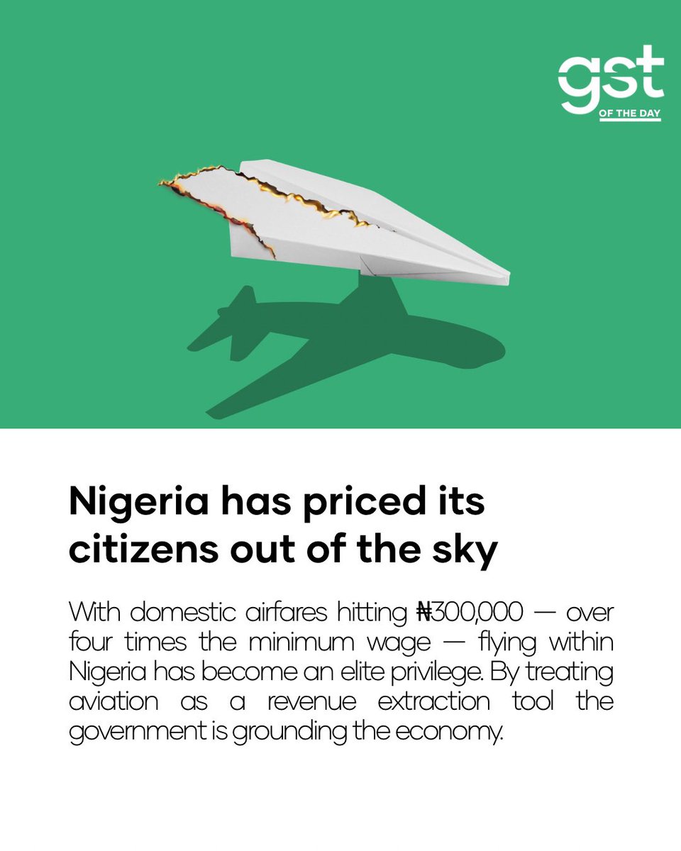 wearegst's tweet image. Nigeria’s aviation crisis is hiding in plain sight. When fewer people can afford to fly, the entire system shrinks.