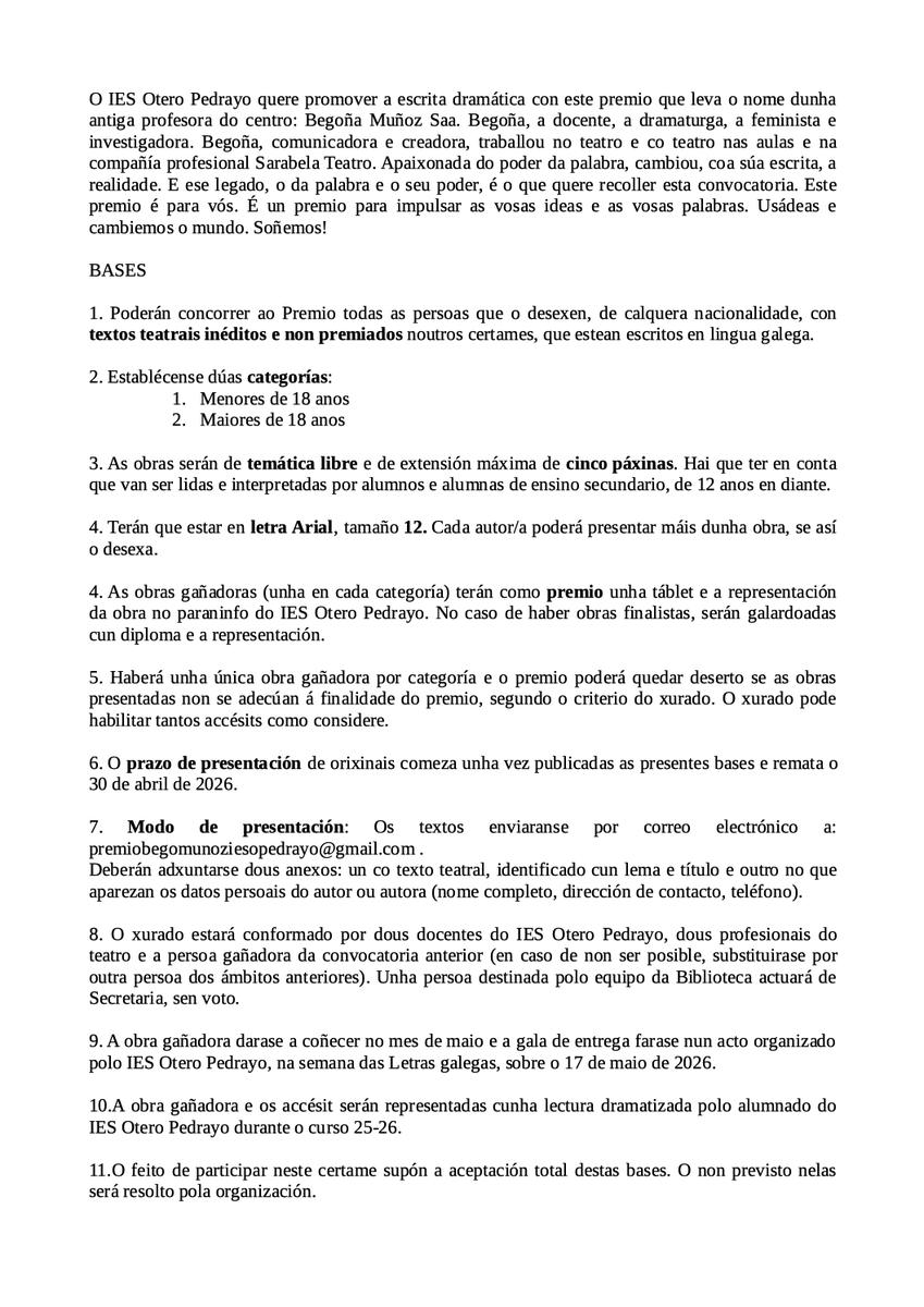 Aleitando142131's tweet photo. Aberto o prazo do Premio Begoña Muñoz Saá de creación teatral para a mocidade e breve. Este ano tamén con sección xuvenil. O cartel deseñado por Antela Costa Muñoz, con moito agarimo. Así de fermoso quedou!
@bescolaresgal https://t.co/vb5qhKS7sG