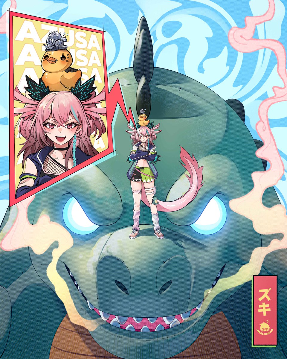 Azusa Azusa Azusa to summon an... All Kaiju Attack!

Losing my mind at how good this artwork of my vtuber with all my kaiju mascots is!! 😭❤️

🎨 <a href="/QUEENjaeldraw/">JaelDraw</a>
