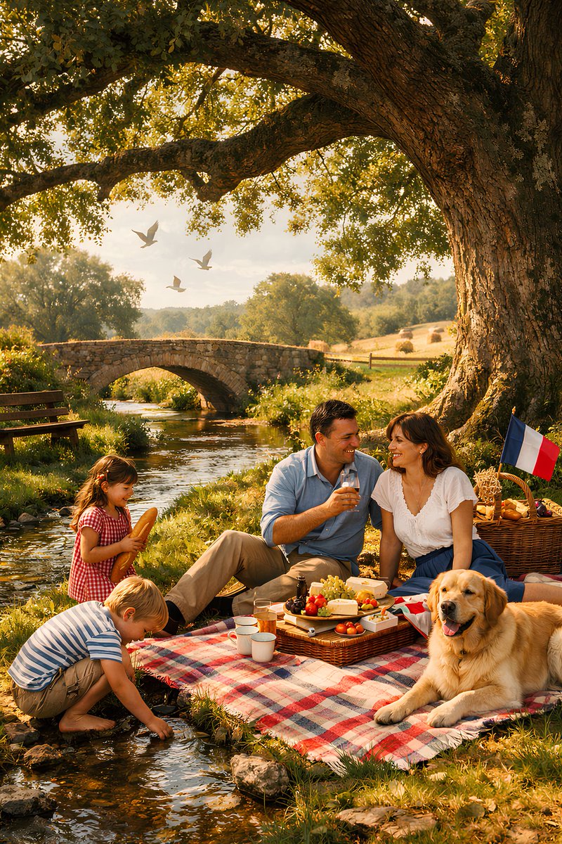 Sous l’ombre d’un vieil arbre, la France respire encore.
Une famille, un chien, un ruisseau, et le bonheur simple d’être ensemble ☺️
Tant que ces instants vivent, rien n’est vraiment perdu 🇫🇷

#FranceÉternelle 🌾